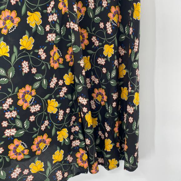 NEW T Tahari A-Line Skirt Black/Rust Floral Print Side Split Size 2 Modest Fairy - Picture 9 of 15